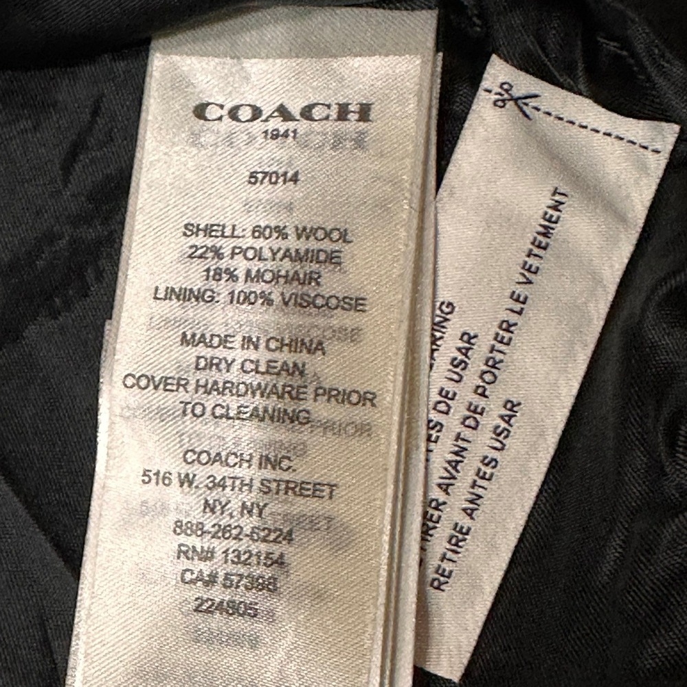 Coach 1941 NWT SZ2 Black Studded Pearl Embellished Wool Mohair Blend midi jacket - Picture 10 of 13